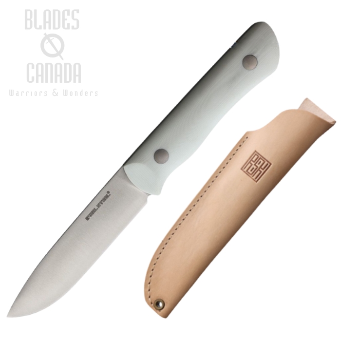 Real Steel Bushcraft III Fixed Blade Knife, D2 Satin Convex, G10 White, RS3728C